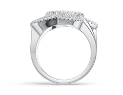 Sterling Silver Ring 5 Leaves Theme with White Topaz or Moissanite DHJ