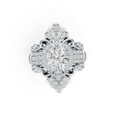 Platinum Semi Mount Ring Setting Round RD 7x7mm Art Deco Diamond Accent DHJ