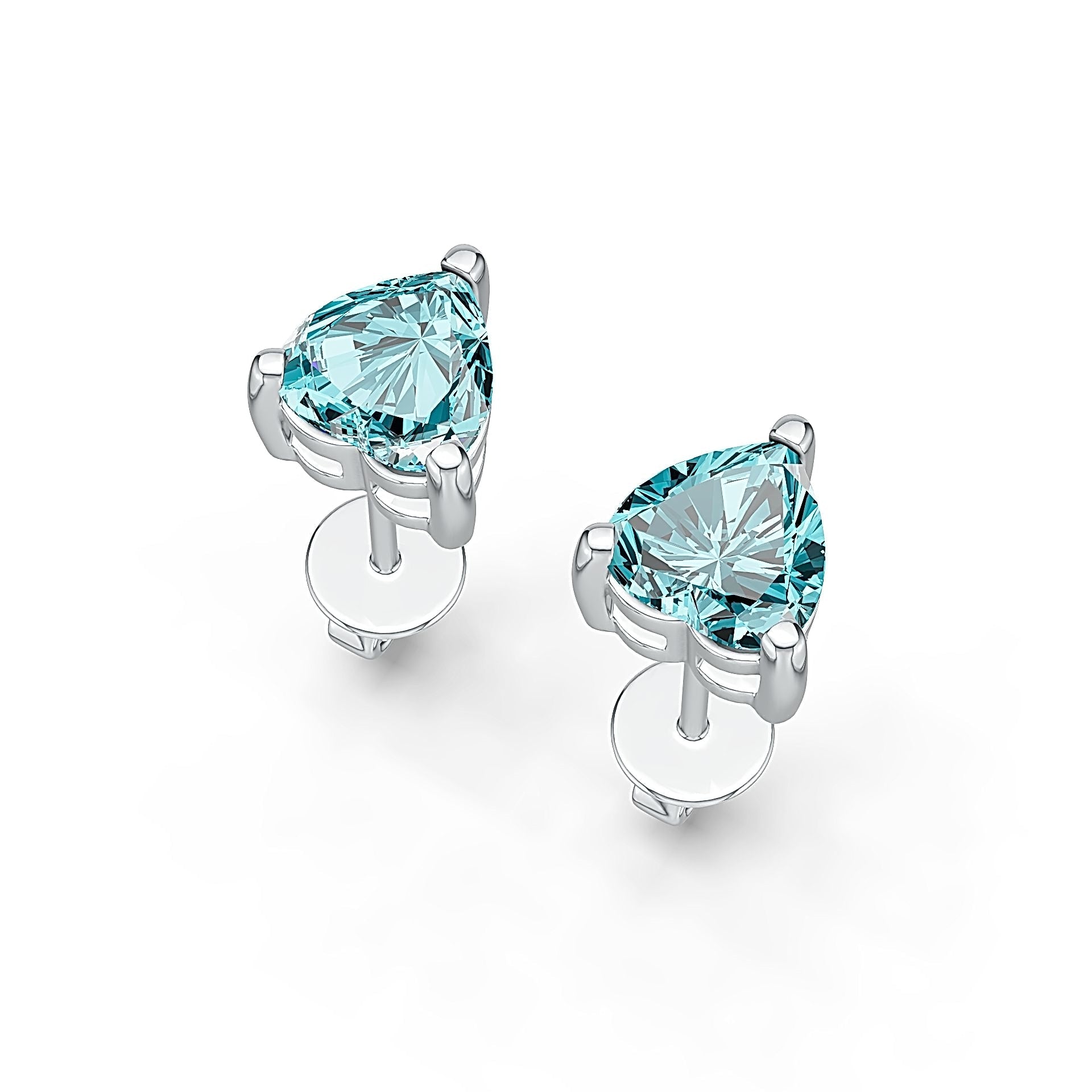 18K Gold Semi Mount Earrings Setting Heart HT 6X6mm Simple Stud DHJ