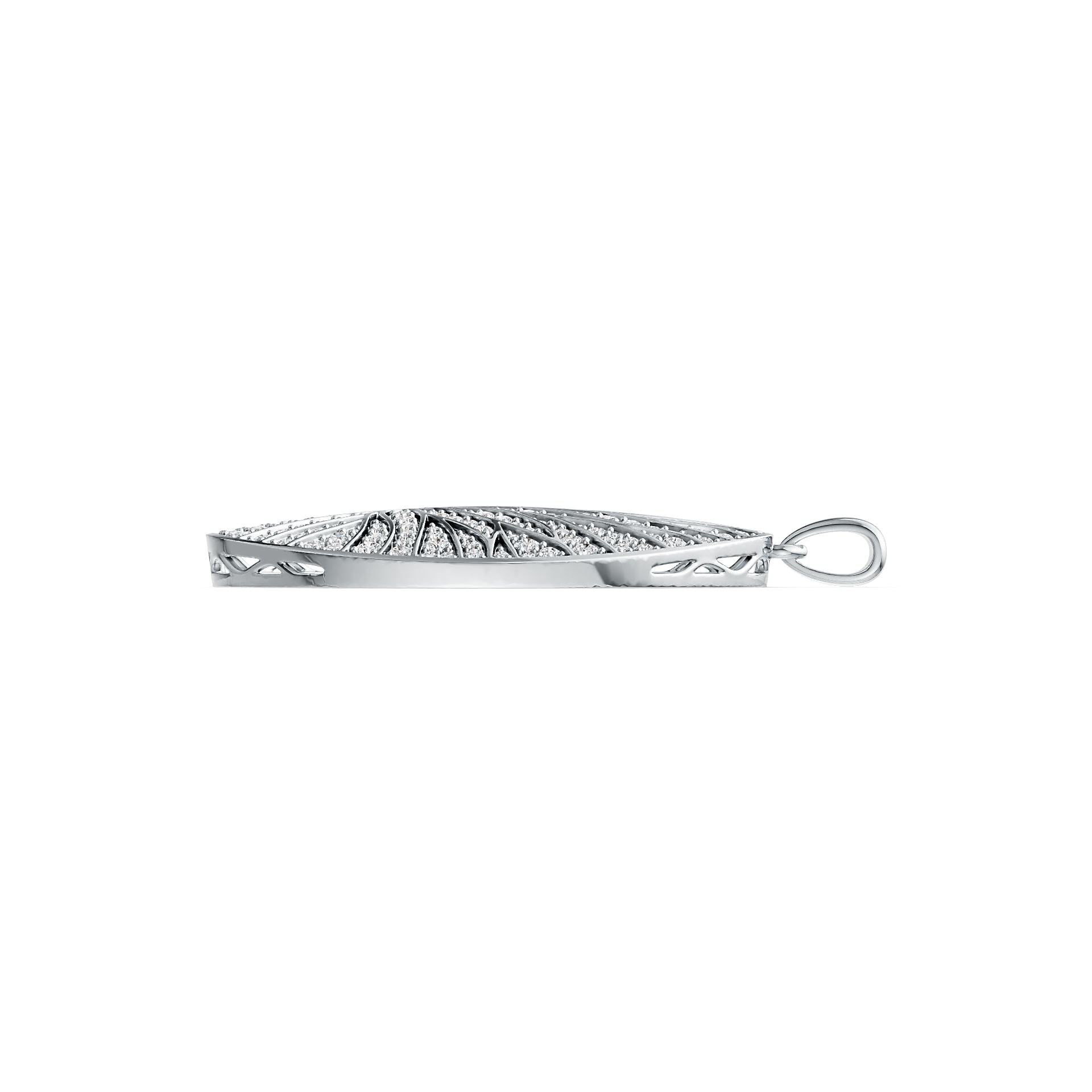 Sterling Silver Pendant with White Topaz or Moissanite Oval-Shaped DHJ