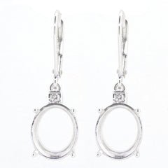 Platinum Semi Mount Earrings Setting Oval OV 12X10mm Leverback Diamond Accent Syzjewelry