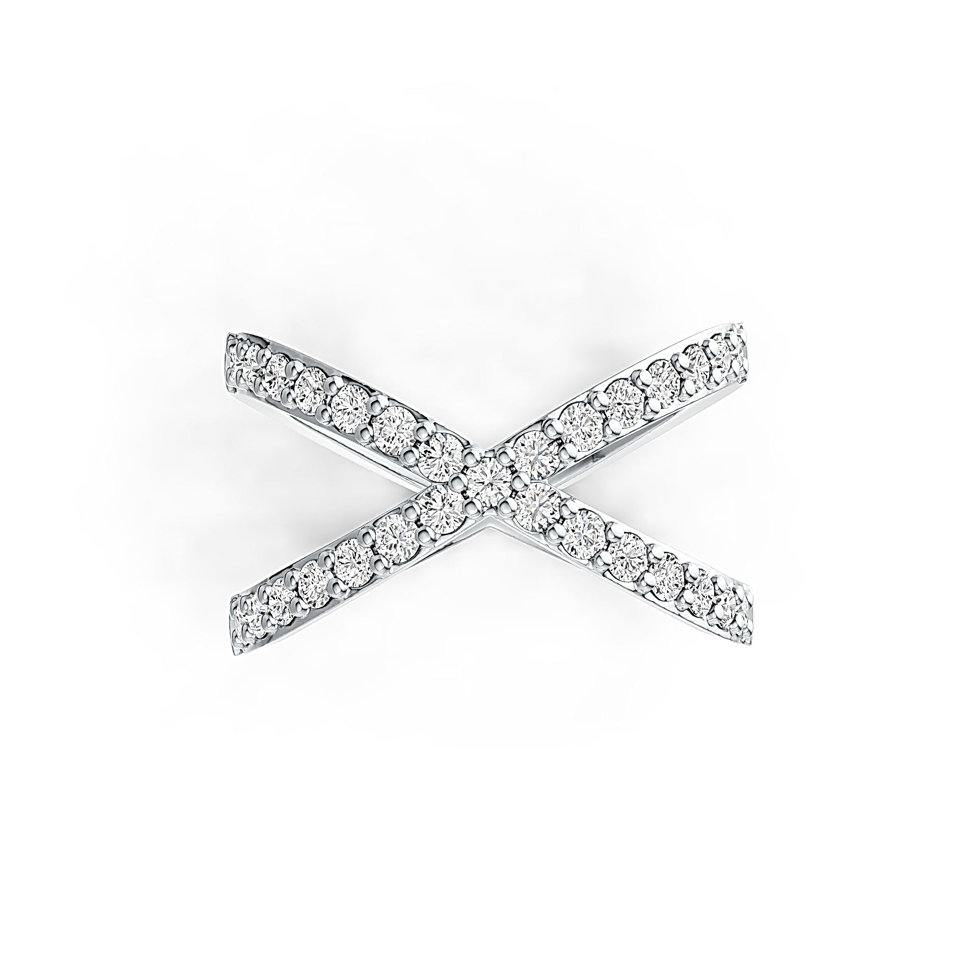 14K Gold Ring Crisscross X Theme with White Topaz or Moissanite Diamond Accent DHJ