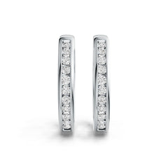 Platinum Hoop Earrings with or Moissanite Channel Set Diamond Accent DHJ