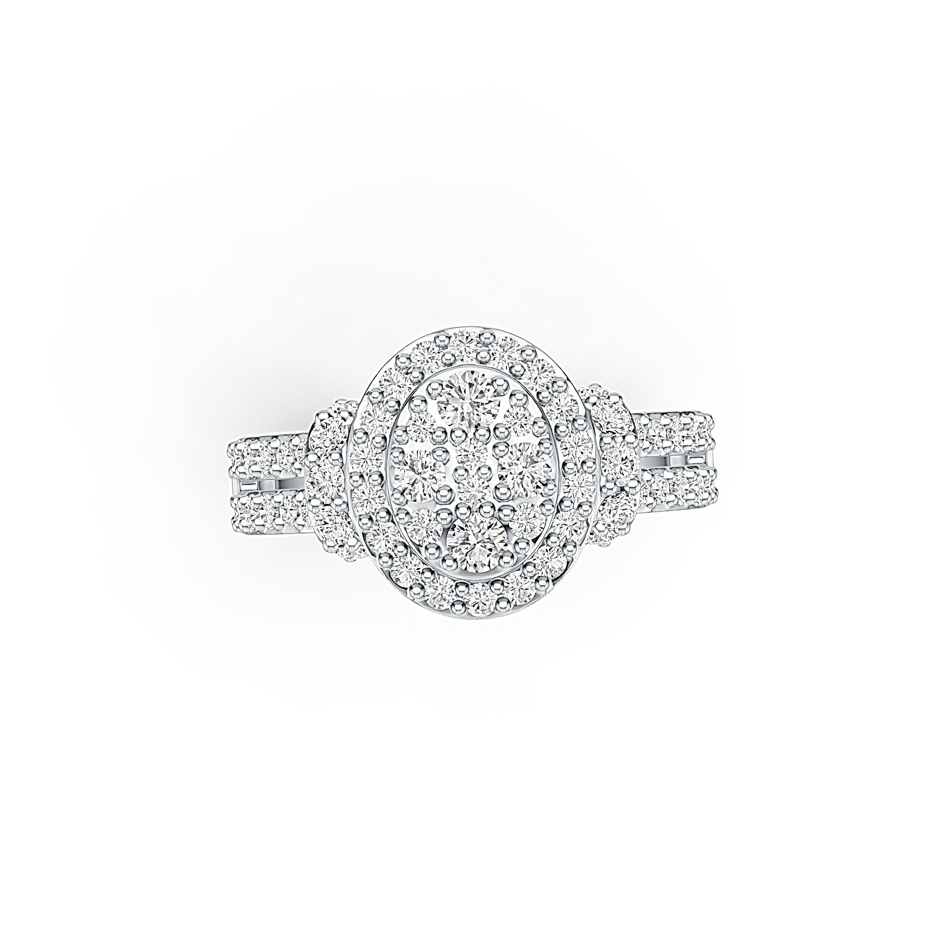 18K Gold Halo Ring Split Shank with White Topaz or Moissanite Diamond Accent DHJ