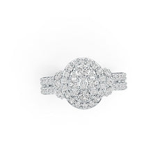 18K Gold Halo Ring Split Shank with White Topaz or Moissanite Diamond Accent DHJ