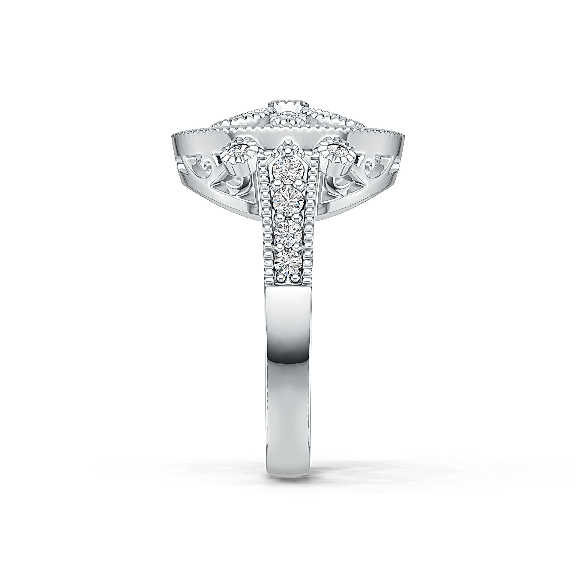 Sterling Silver Cluster Cocktail Ring with White Topaz or Moissanite DHJ