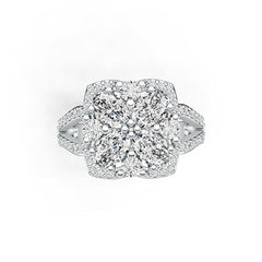 Platinum Semi Mount Ring Setting Oval OV 6X4mm with White Topaz Diamond Accent DHJ