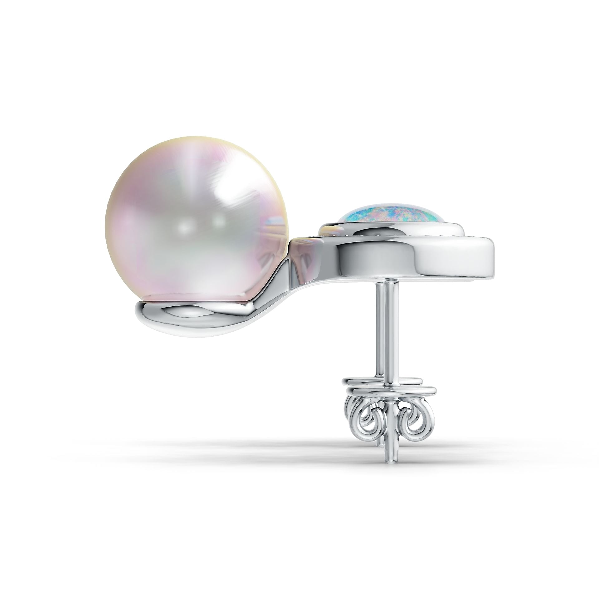 Sterling Silver Semi Mount Earrings Setting Round RD 9x9mm RD Cab 6X6mm DHJ