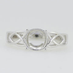 18K Gold Semi Mount Ring Setting Round RD 8x8mm White Topaz DHJ