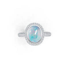 10K Gold Semi Mount Ring Setting Oval OV 10X8mm Cabochon Halo Moissanite Accent DHJ