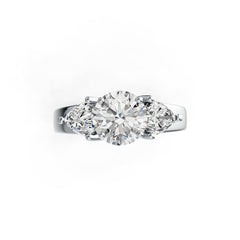14K Gold Semi Mount Ring Setting Round RD 8X8mm PE 7X5mm Diamond Accent DHJ