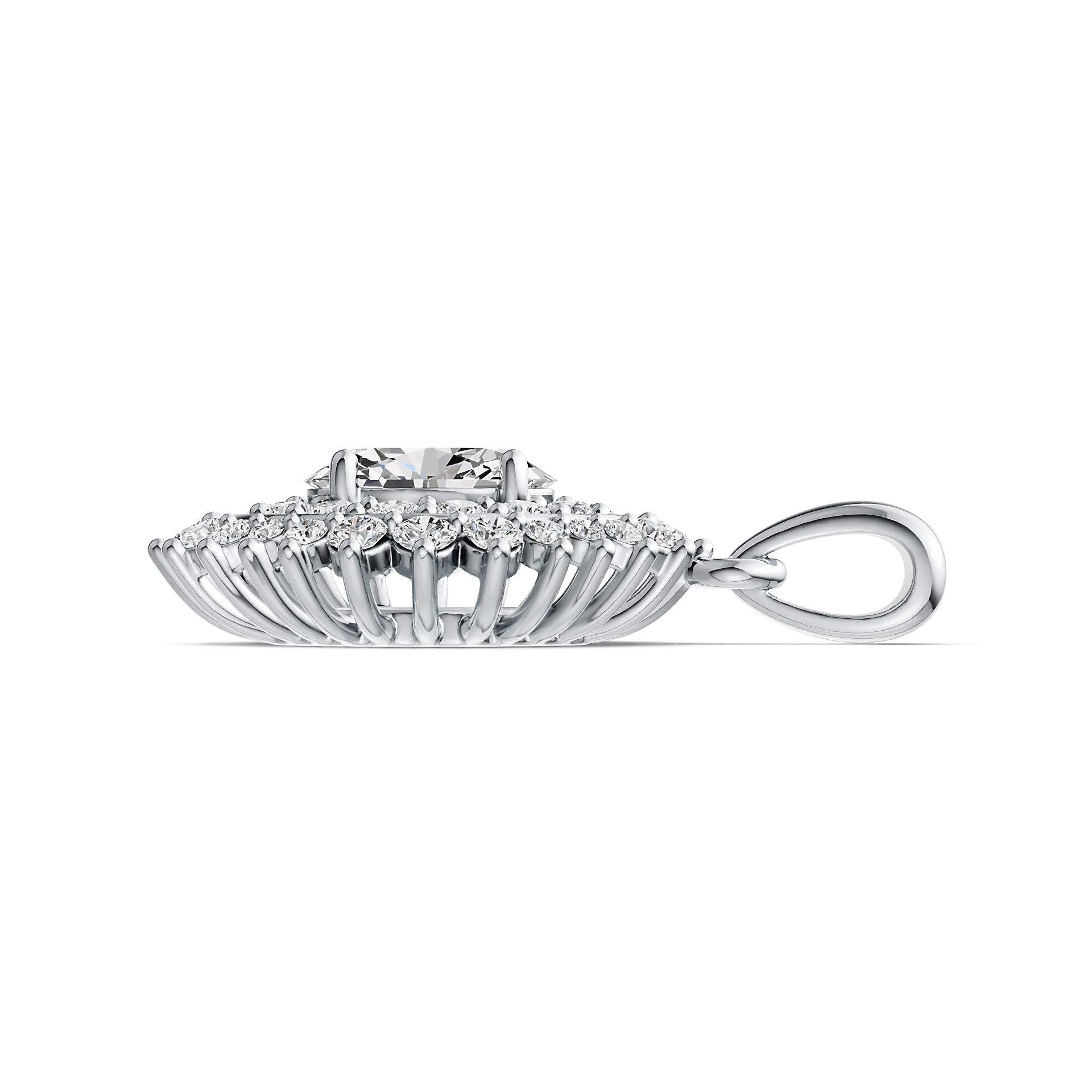 10K Gold Semi Mount Pendant Setting Oval OV 8X6mm Halo Moissanite Accent DHJ