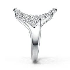 Sterling Silver Ring Leaf Theme with White Topaz or Moissanite DHJ