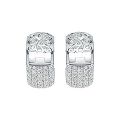 14K Gold Filigree Pave Hoop Earrings with White Topaz or Moissanite Diamond Accent DHJ