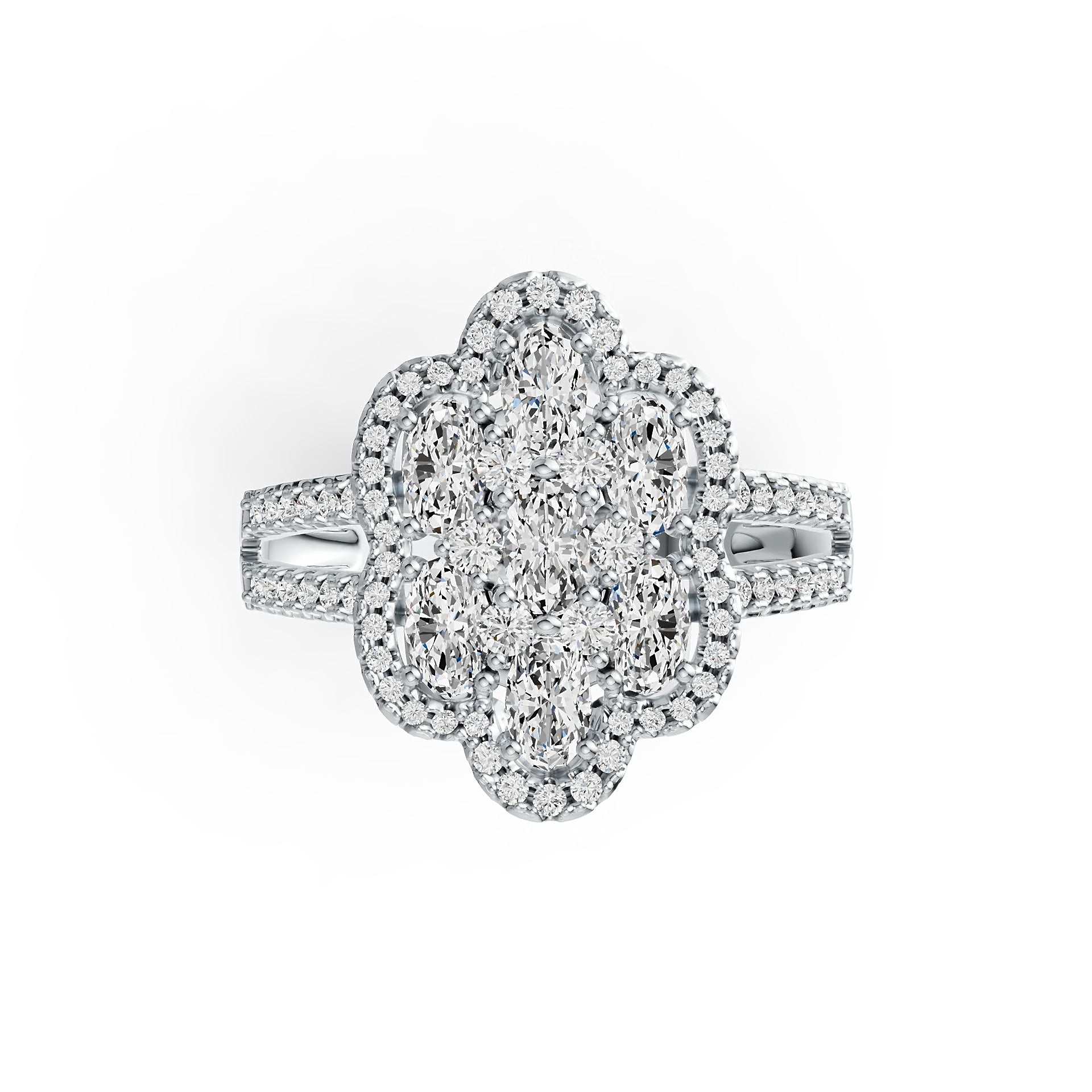 Platinum Semi Mount Ring Setting Oval OV 5X3mm Split Shank Diamond Accent DHJ