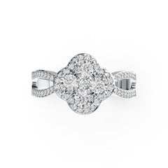 14K Gold Semi Mount Ring Setting Round RD 3.5mm Diamond Accent DHJ