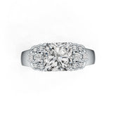 Platinum Semi Mount Ring Setting Emerald OCT 8X8mm Diamond Accent DHJ