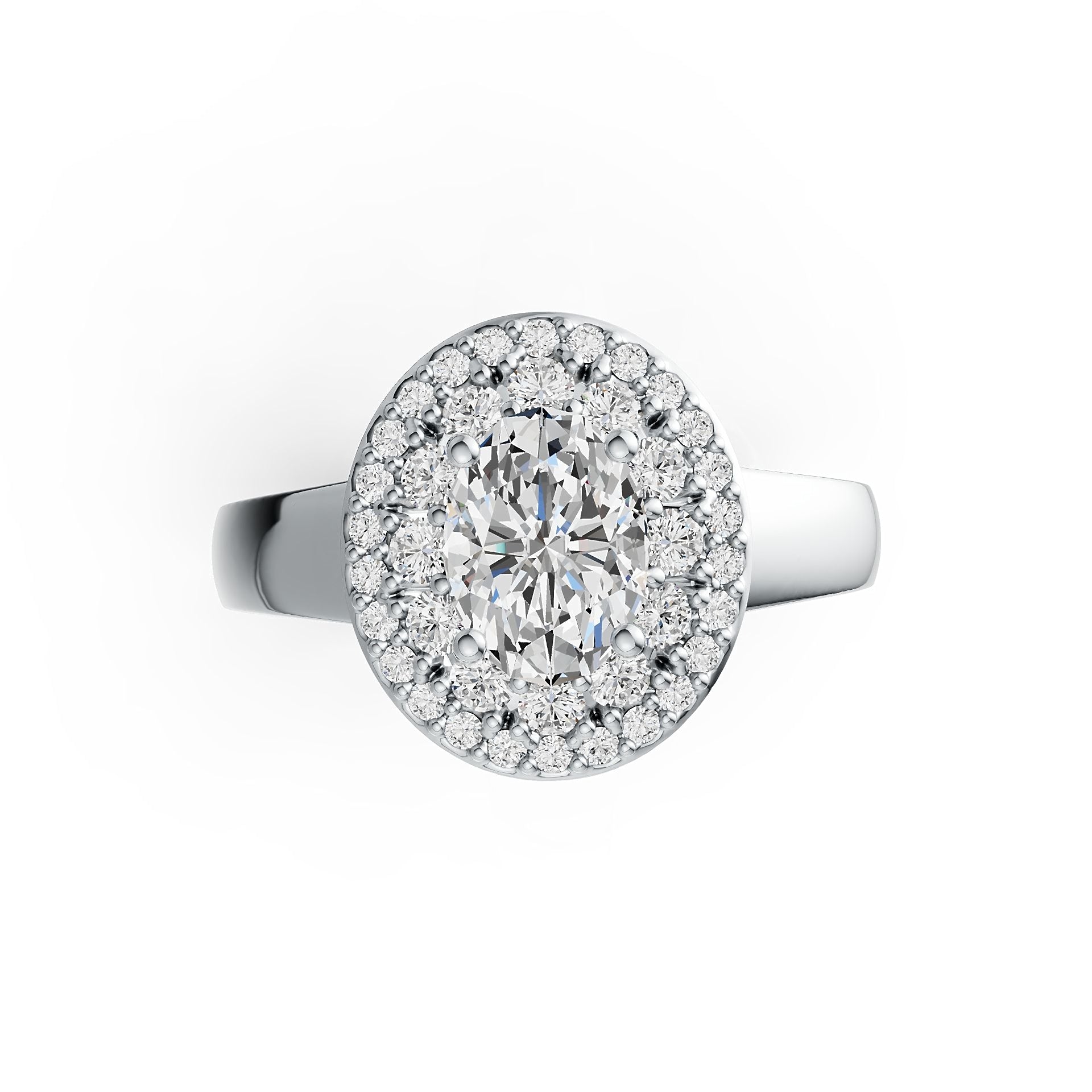 10K Gold Semi Mount Ring Setting Oval OV 8X6mm Double Halo Moissanite Accent DHJ