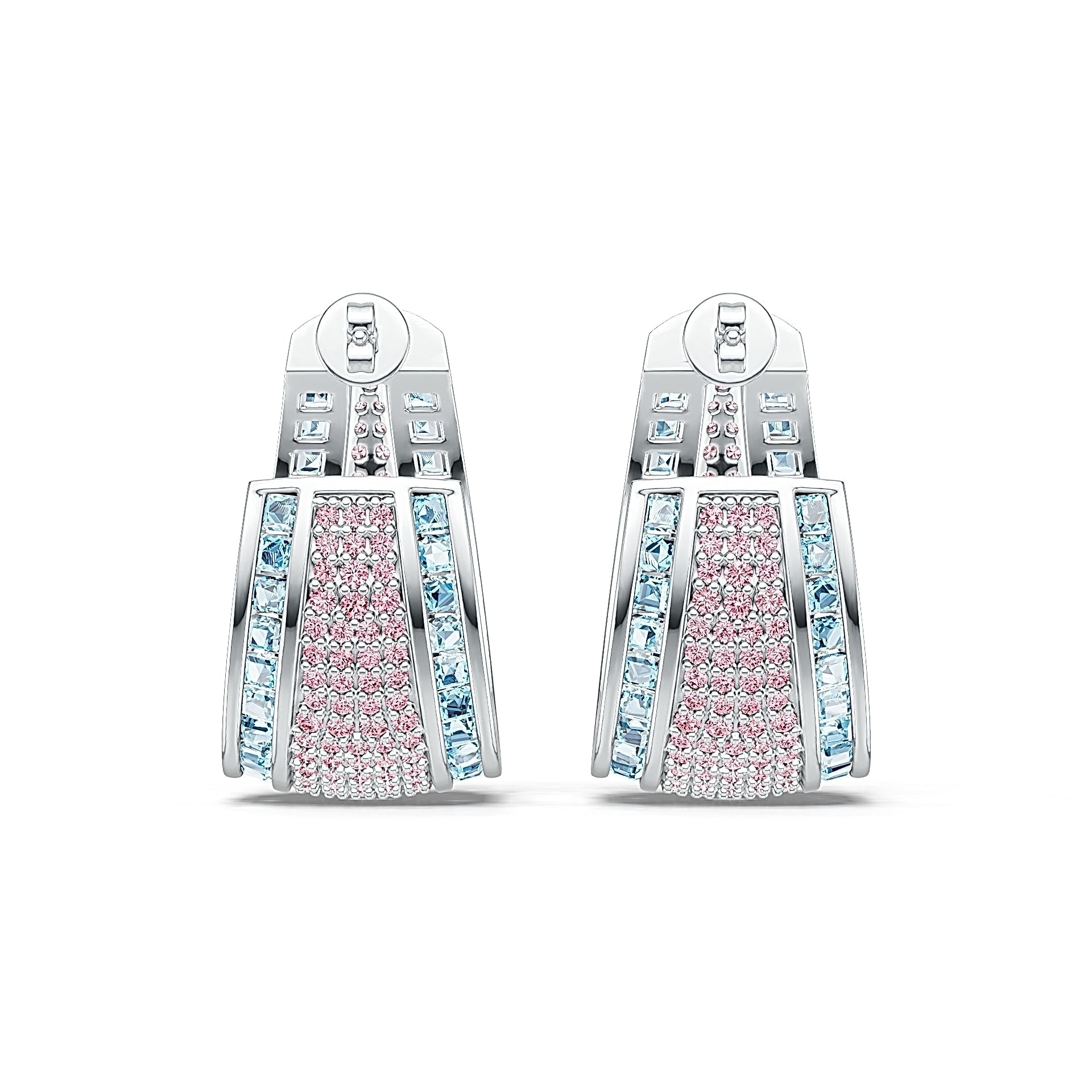 Platinum Earrings Multi-Row Hoop with or Moissanite Diamond Accent DHJ