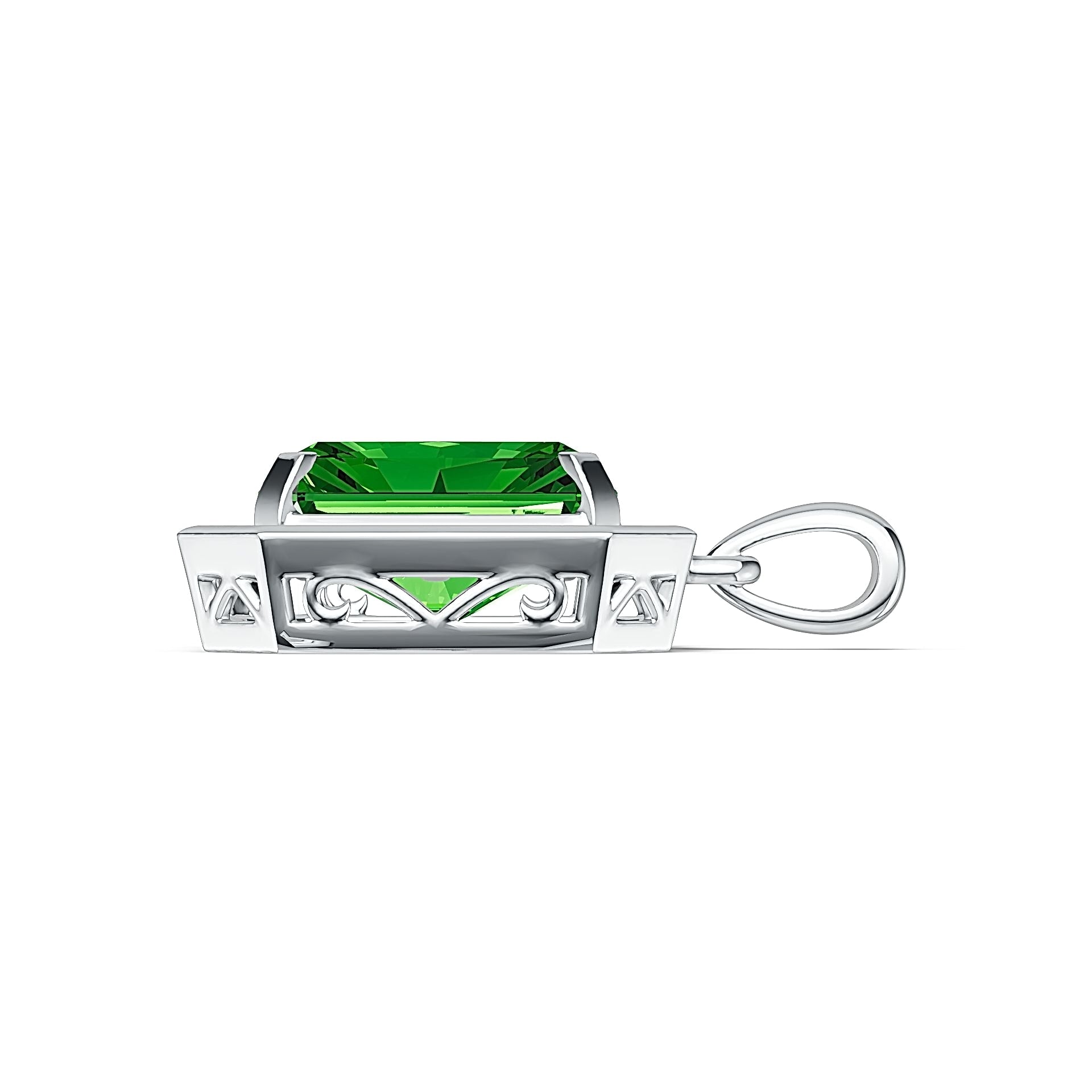 10K Gold Semi Mount Pendant Setting Emerald OCT 12X10mm DHJ