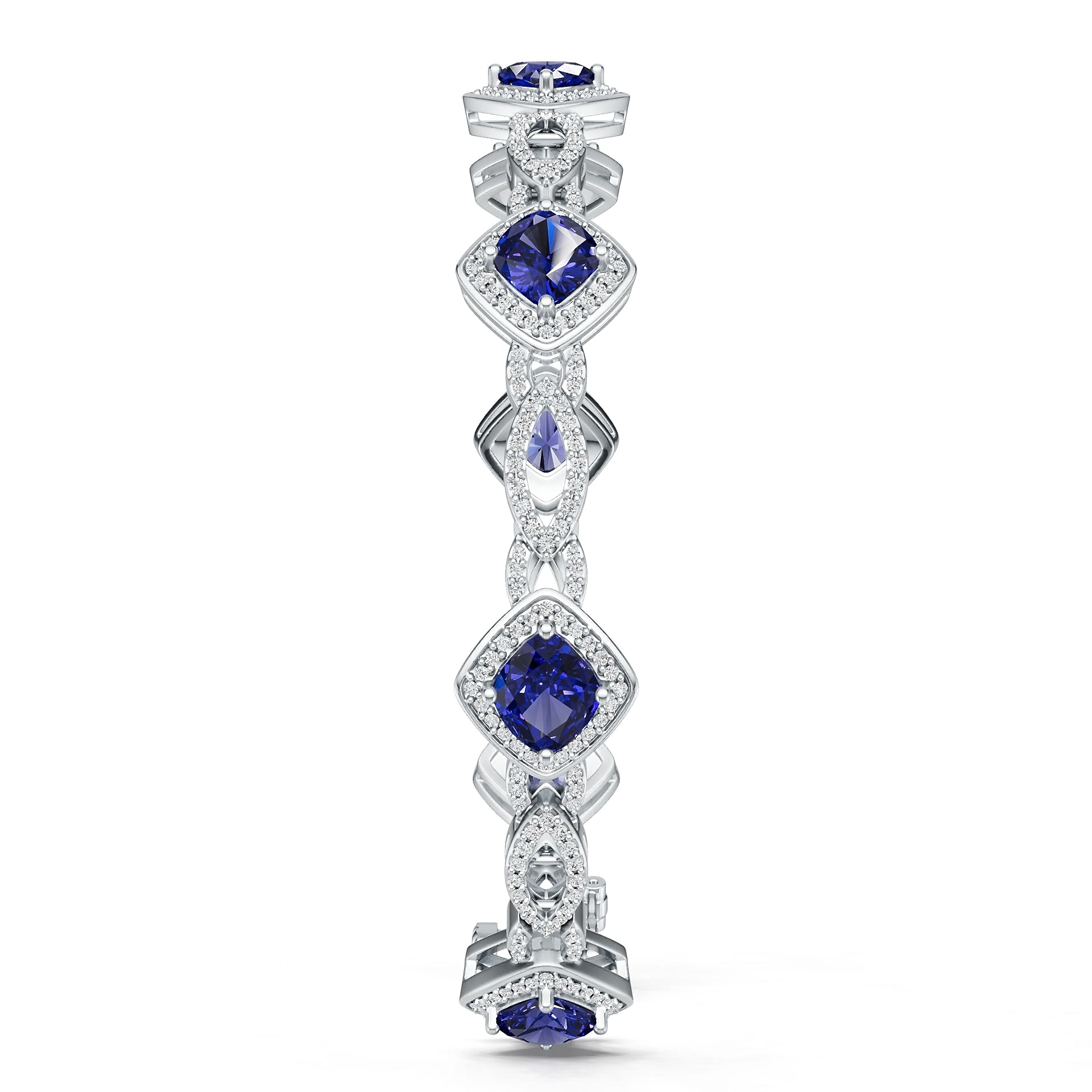 Platinum Semi Mount Bracelet Setting Cushion Cu 5x6mm Diamond Accent Syz Jewelry