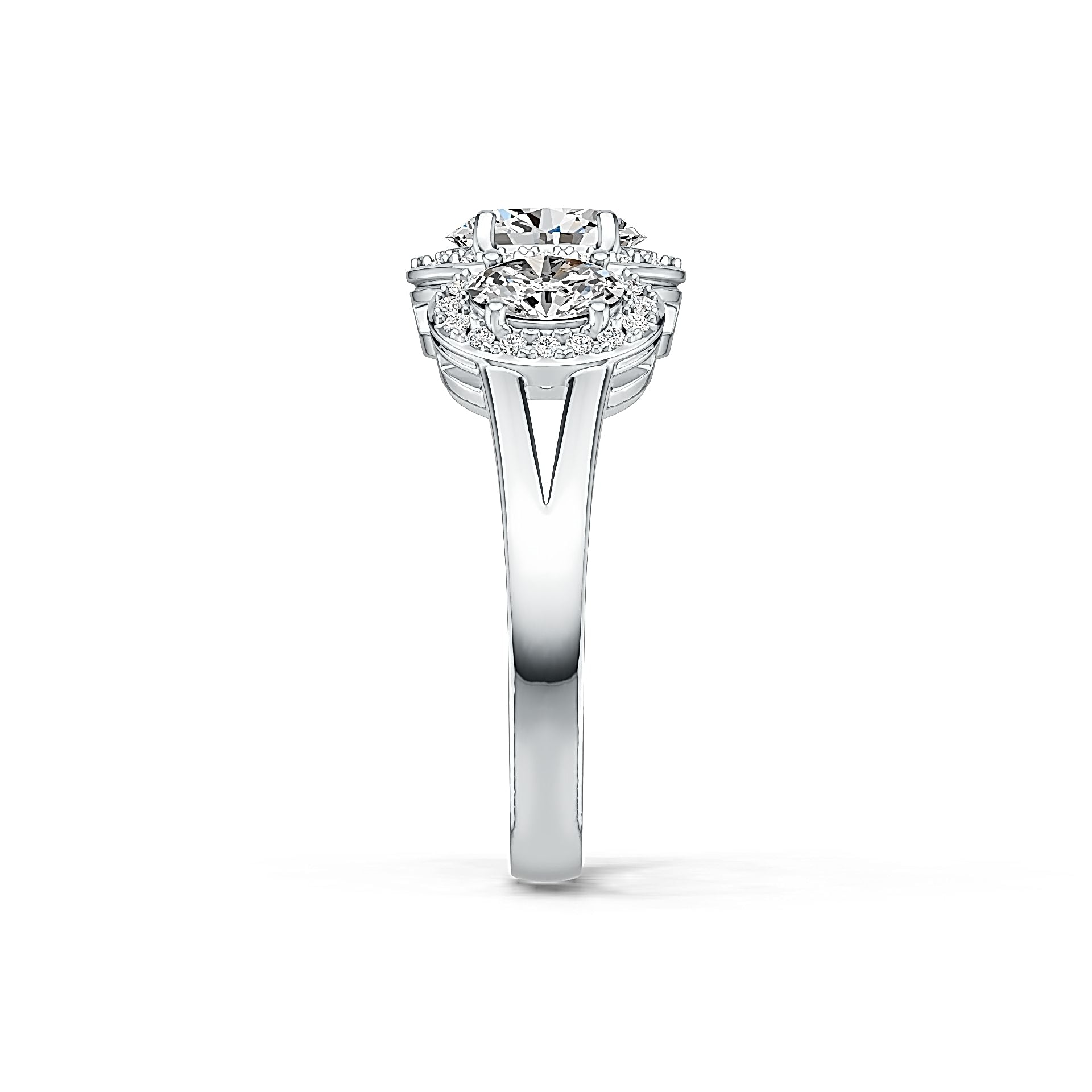 Platinum Semi Mount Ring Setting Oval OV 8X6mm OV 6X4mm Diamond Accent DHJ
