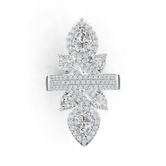 Platinum Semi Mount Ring Setting Pear PE 8X6mm HT 5X5mm Diamond Accent DHJ