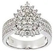 10K Gold Cluster Ring Pear-Shaped with White Topaz or Moissanite Moissanite Accent DHJ