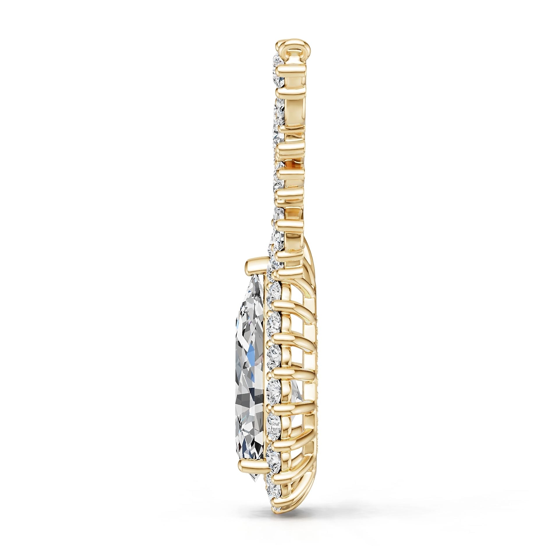 14K Gold Semi Mount Necklace Setting Pear Pe 18x10mm Diamond Accent Syz Jewelry