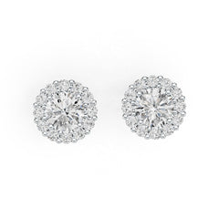10K Gold Semi Mount Earrings Setting Round RD 6x6mm Halo Moissanite Accent DHJ