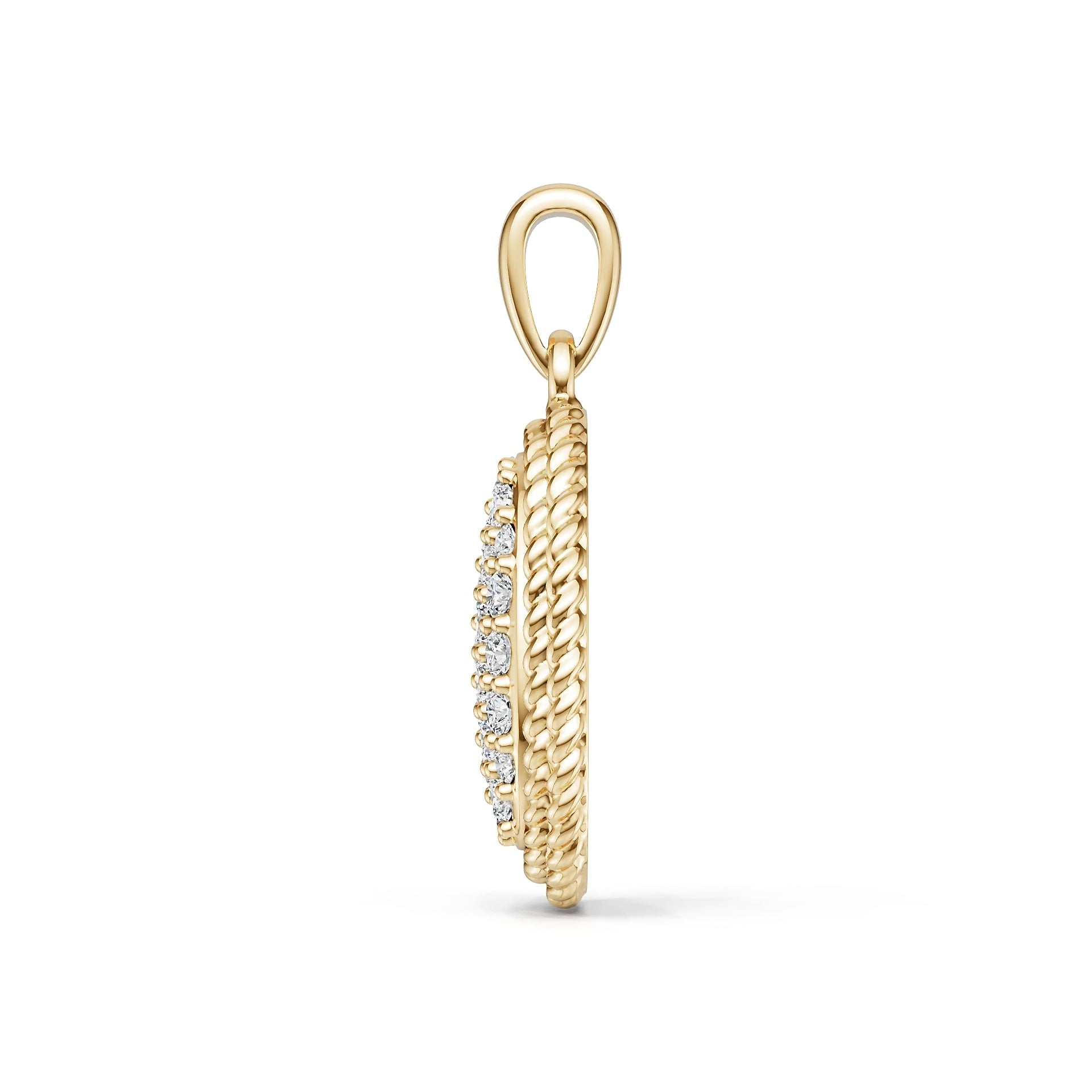 14K Gold Semi Mount Pendant Setting Round Ro 6x6mm Diamond Accent Syz Jewelry