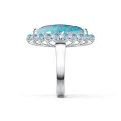 Sterling Silver Semi Mount Ring Setting Marquise MQ 20X12mm RD 3X3mm Cabochon DHJ