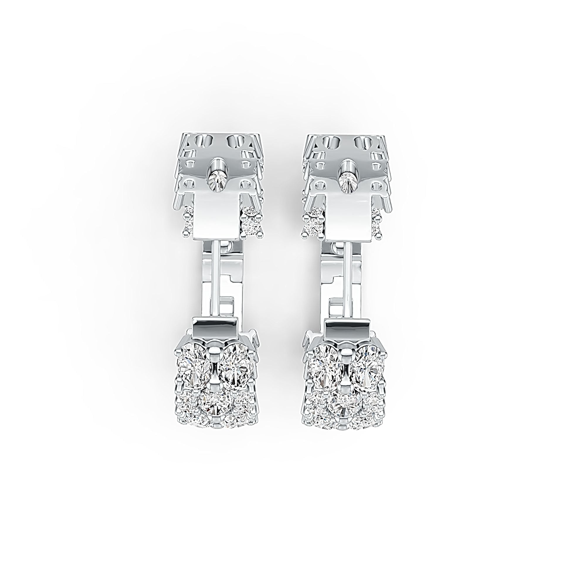 Platinum Semi Mount Earrings Setting Oval OV 5X3mm Diamond Accent DHJ