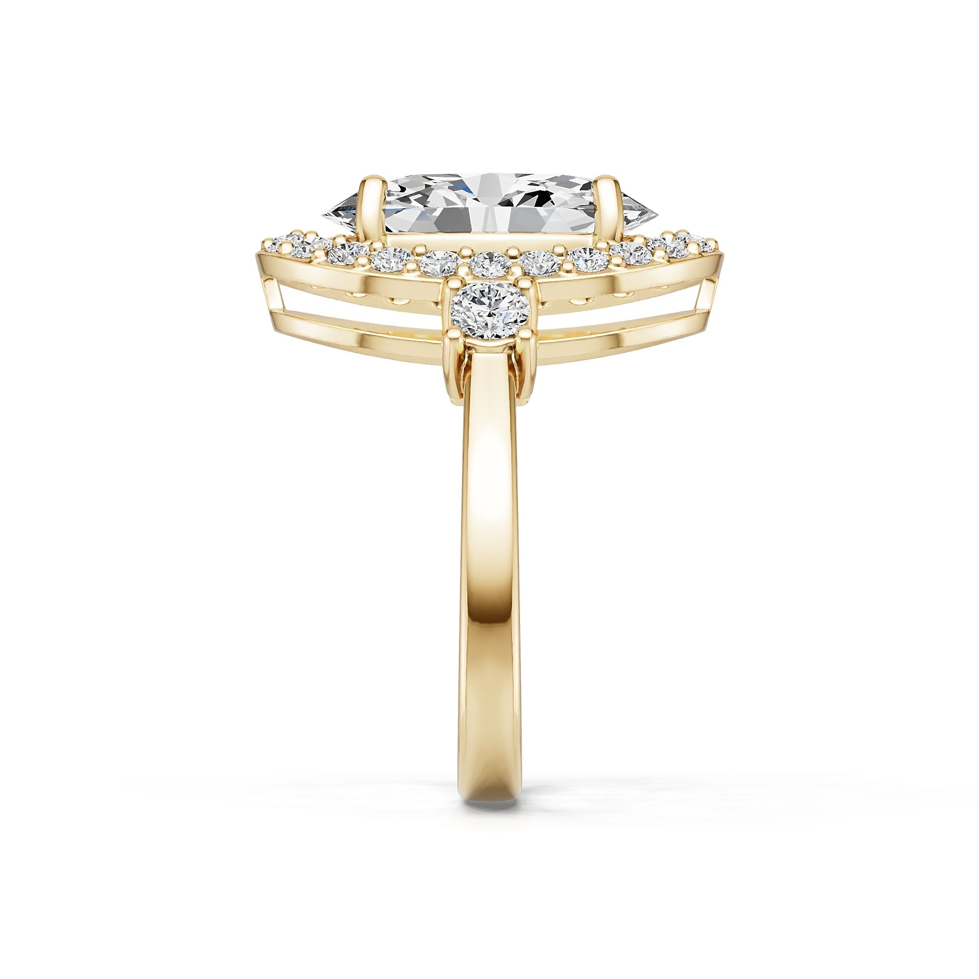 10K Gold Semi Mount Ring Setting Oval Ov 5x9mm Moissanite Accent Syz Jewelry