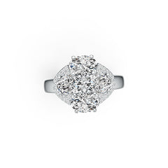 Platinum Semi Mount Ring Setting Oval OV 7x5mm with White Topaz Diamond Accent DHJ