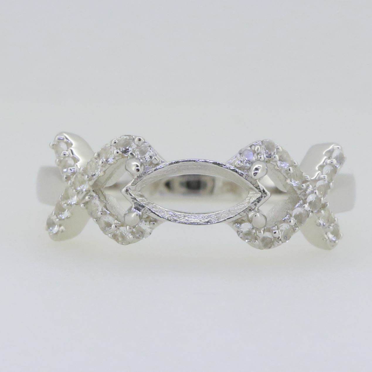 Platinum Semi Mount Ring Setting East West Marquise MQ 10X5mm Diamond Accent Syzjewelry