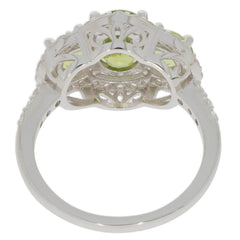 14K Gold Semi Mount Ring Setting Oval OV 8X6mm Round RD 4.5mm 3 stone Diamond Accent Syzjewelry