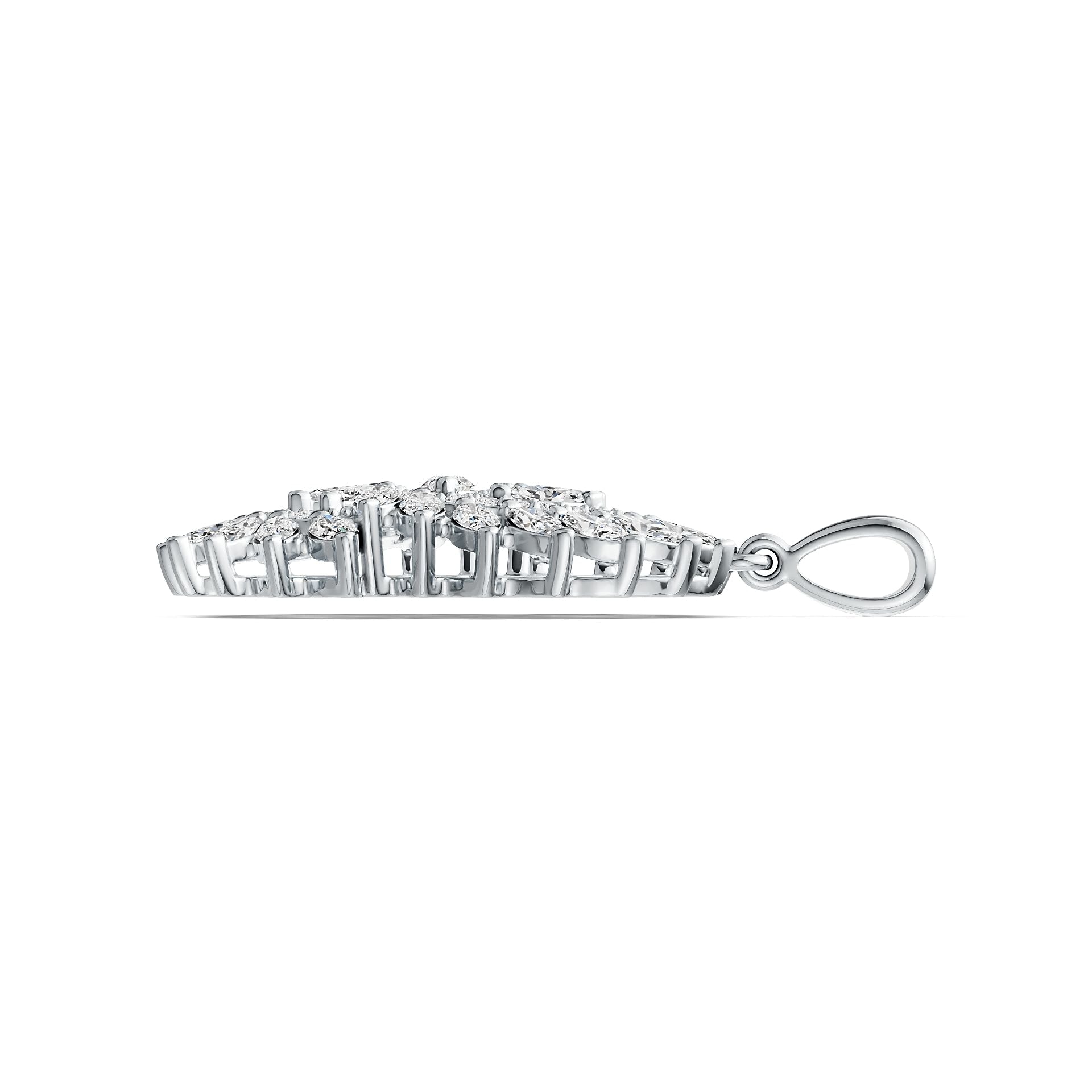 18K Gold Semi Mount Pendant Setting Marquise MQ 5X2.5mm MQ 4X2mm Diamond Accent DHJ