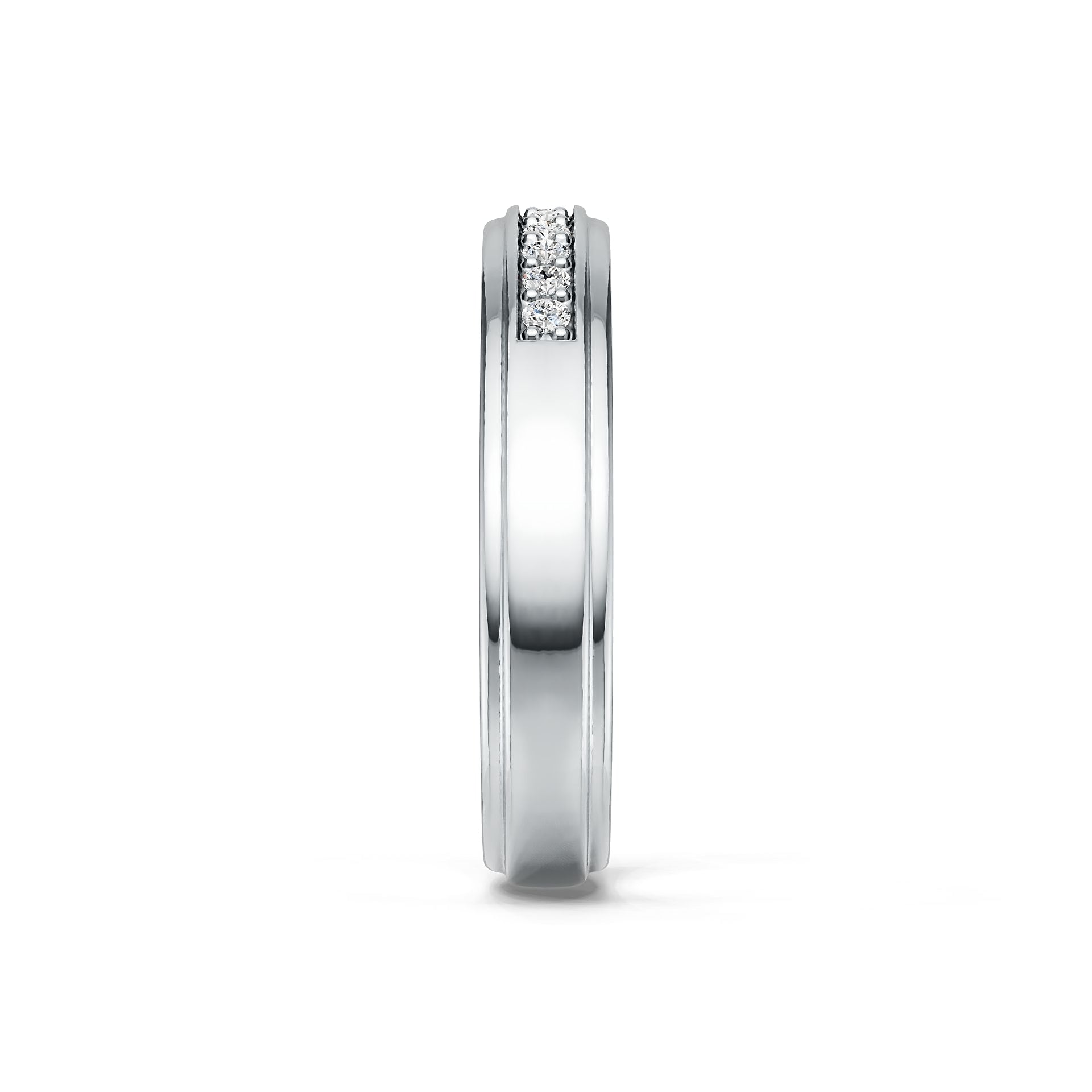 Platinum Ring Men's Wedding Band with or Moissanite Prong Set Half Enternity Band Diamond Accent DHJ