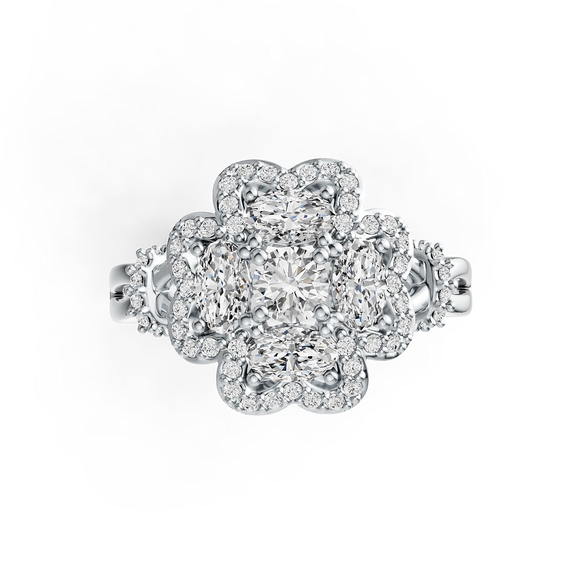 10K Gold Semi Mount Ring Setting Oval OV 5x3mm RD 4x4mm Moissanite Accent DHJ