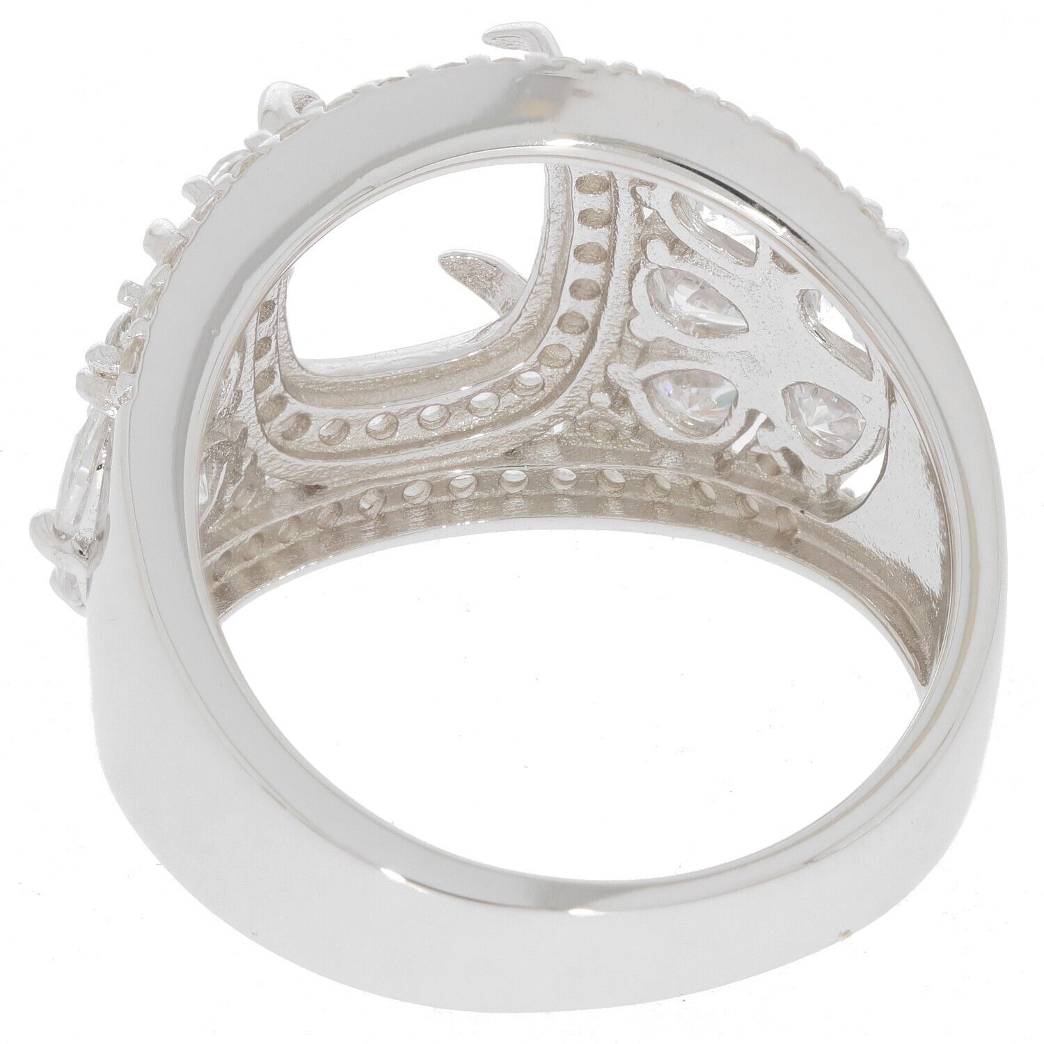 Platinum Semi Mount Ring Setting Cushion CU 10X8mm Halo Dome Ring Diamond Accent DHJ