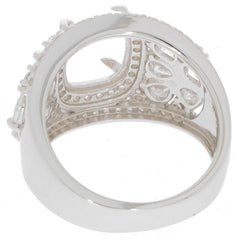 Platinum Semi Mount Ring Setting Cushion CU 10X8mm Halo Dome Ring Diamond Accent DHJ