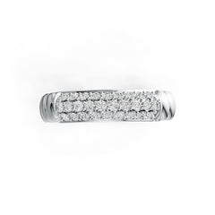 10K Gold Half Enternity Band Ring with Rope Band with White Topaz or Moissanite Moissanite Accent DHJ