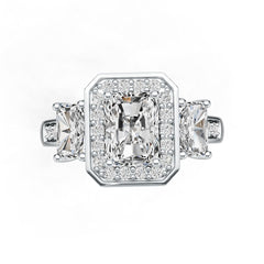 10K Gold Semi Mount Ring Setting Emerald OCT 8X6mm OCT 6X4mm Moissanite Accent DHJ