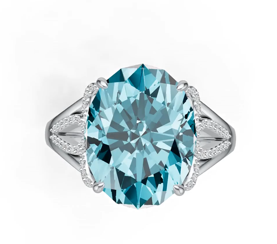 14K Gold Semi Mount Ring Setting Oval OV 16X12mm Solitaire Diamond Accent DHJ