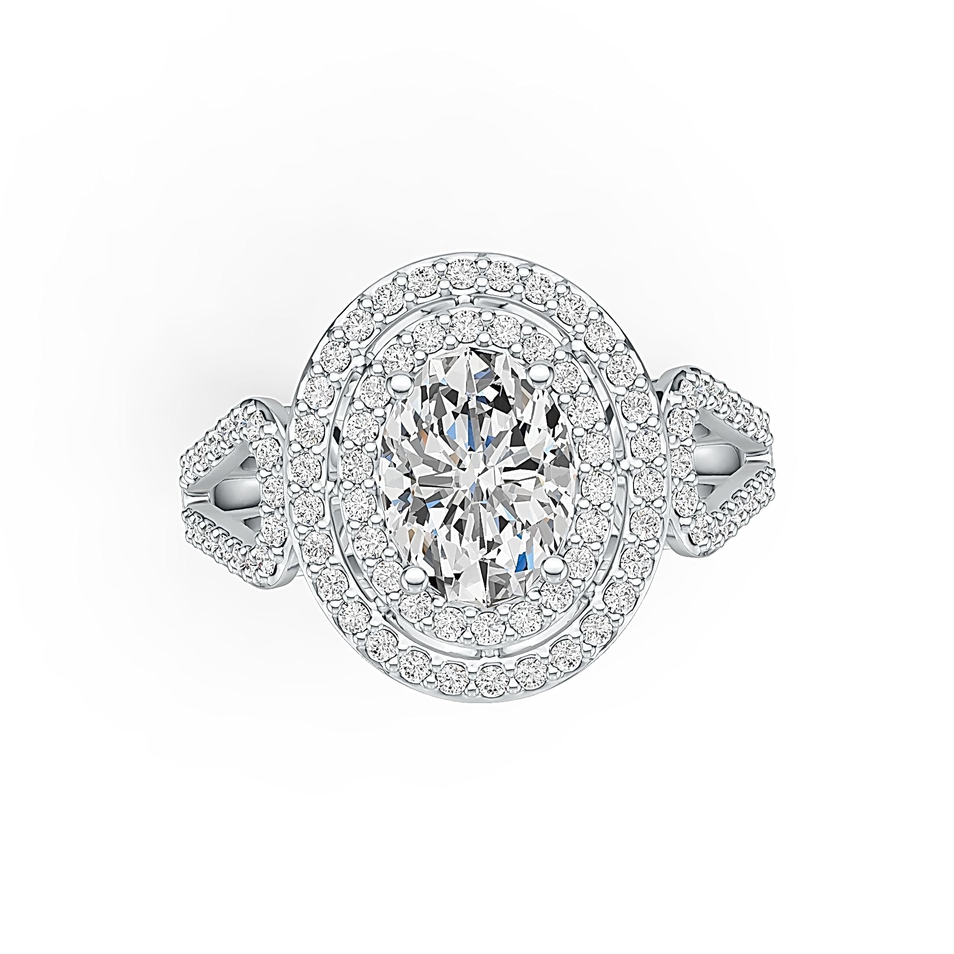 Platinum Semi Mount Ring Setting Oval OV 8X6mm Diamond Accent DHJ