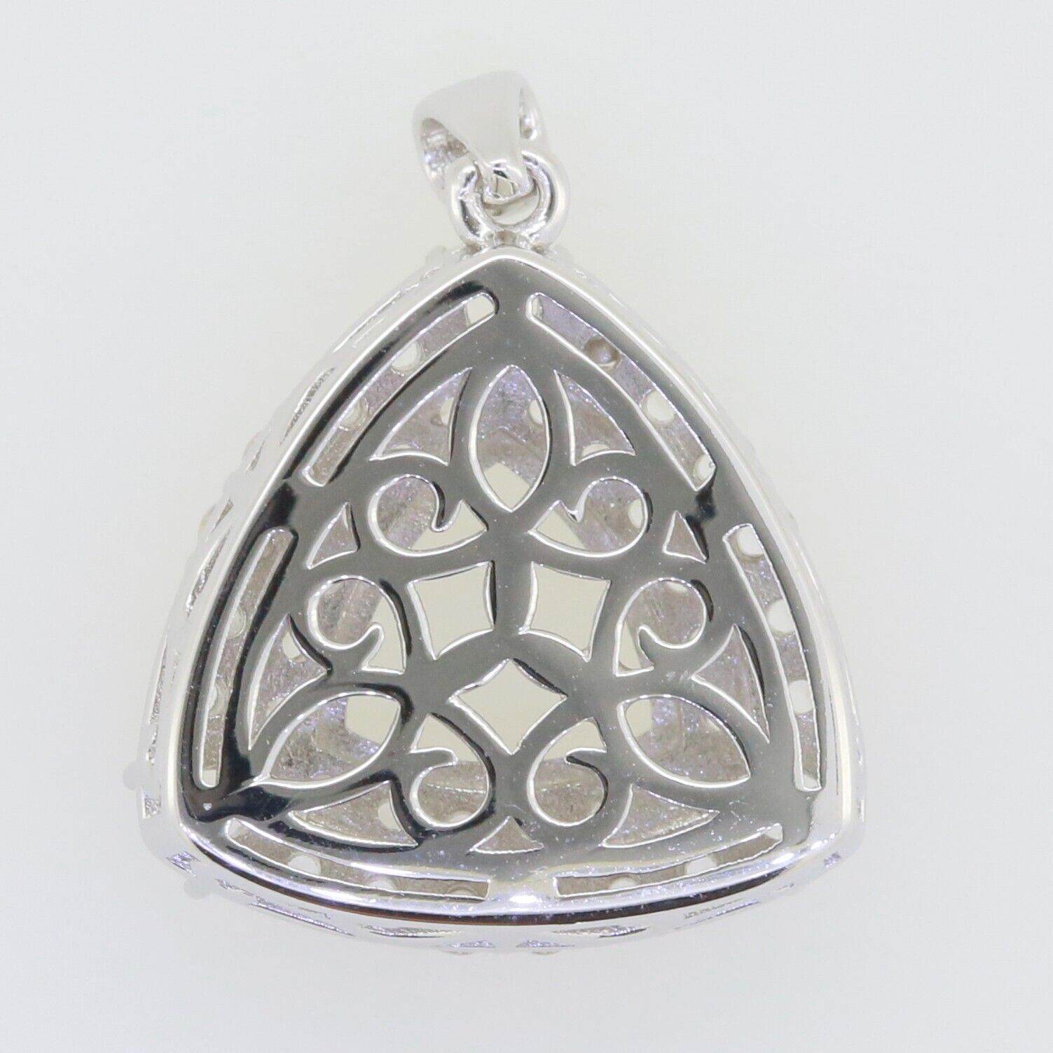 sterling Silver Semi Mount Pendant Setting Trillion Tri 10x10mm Halo Diamond Accent Syzjewelry