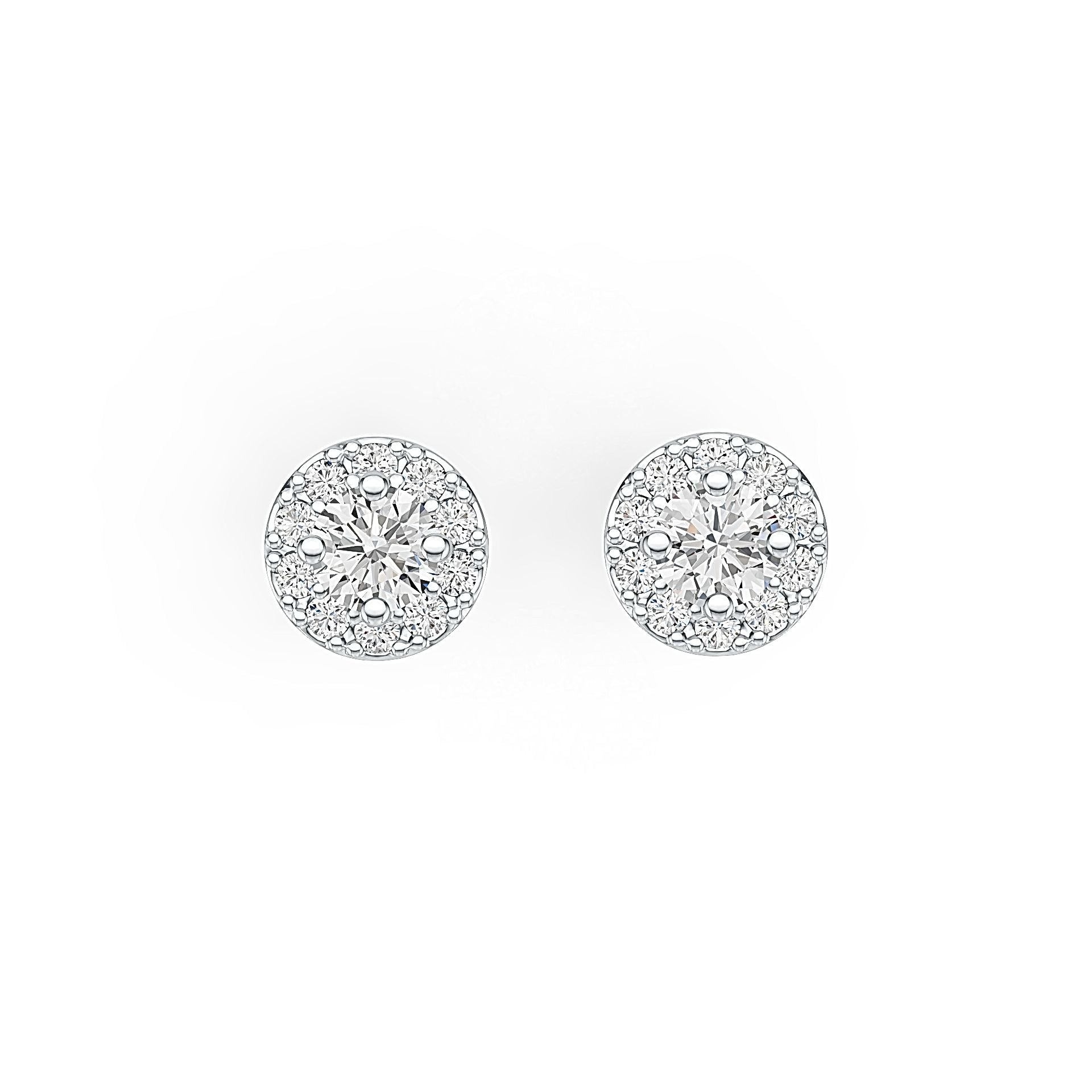 14K Gold Semi Mount Earrings Setting Round RD 4x4mm Stud Halo Diamond Accent DHJ