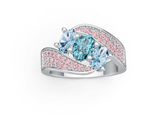 18K Gold Semi Mount Ring Setting Oval OV 7X5mm OV 6X4mm Diamond Accent DHJ