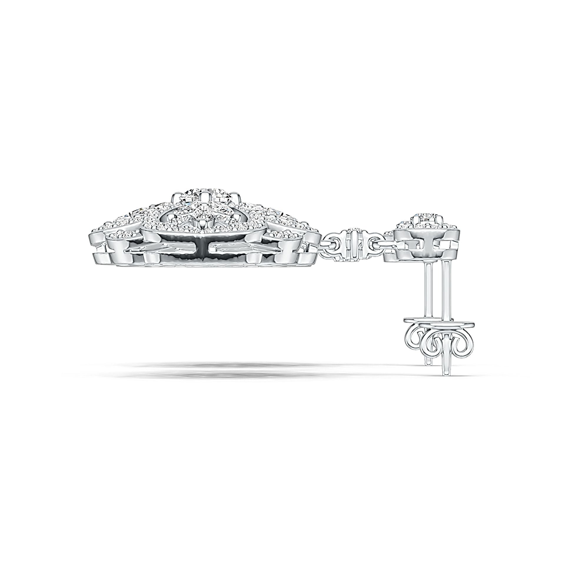 Platinum Semi Mount Earrings Setting Round RD 5x5mm Diamond Accent DHJ